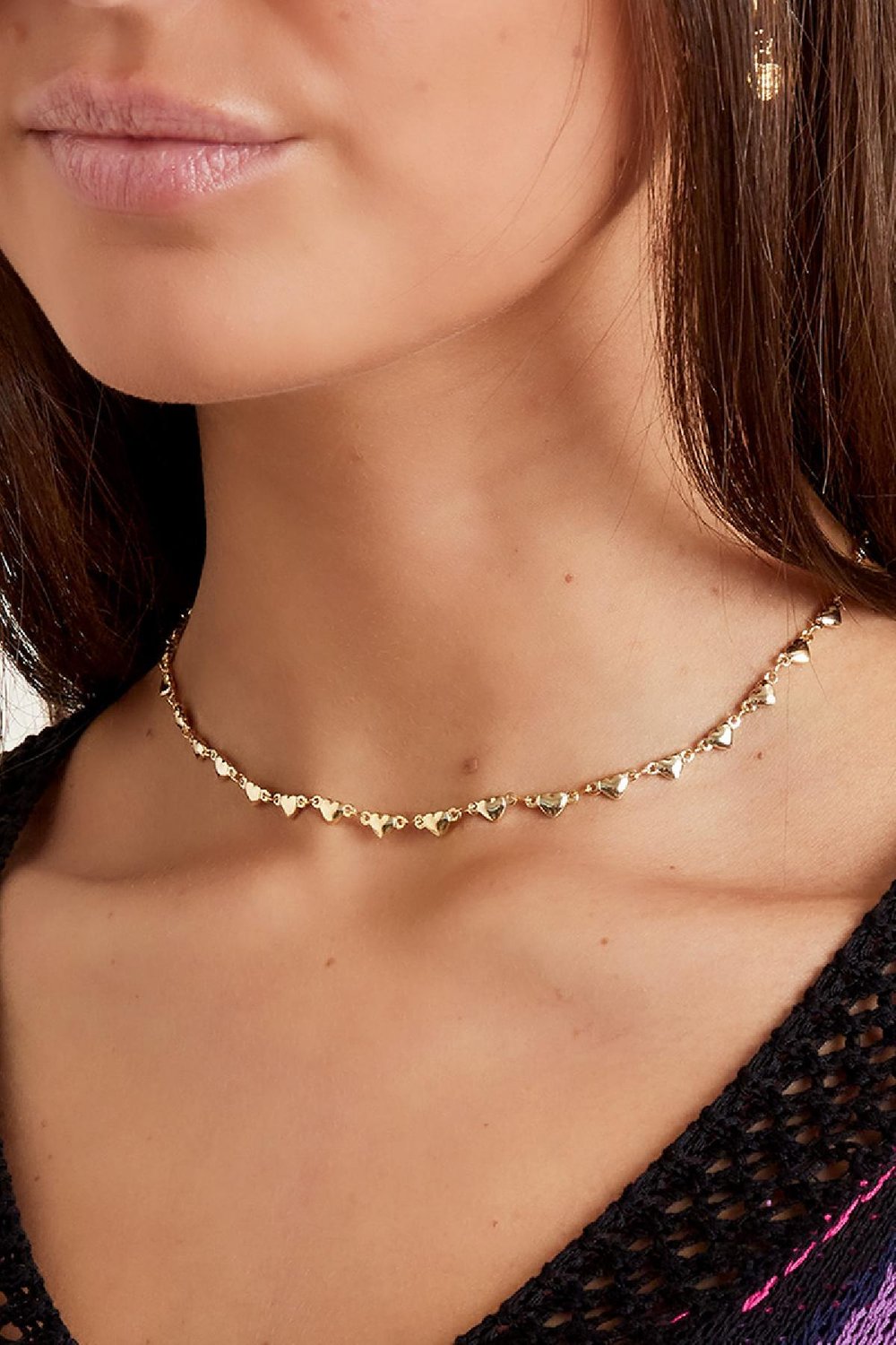 Kette Full of Hearts Goldfarbe Vergoldet S h5Bild3